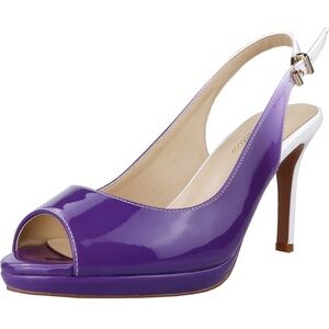 Patent Leather Comfort Platform High Heel Slingback Sexy Peep Toe Stiletto Pumps
